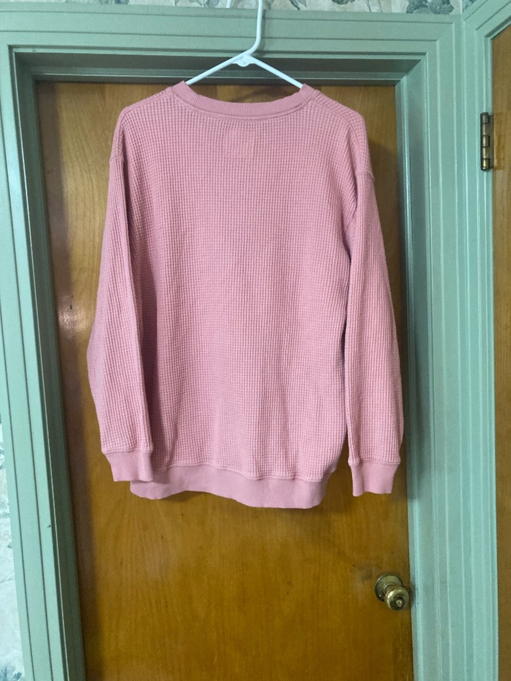 Aerie Pink Waffle Knit Sweatshirt Pullover Size Medium - Picture 3 of 8